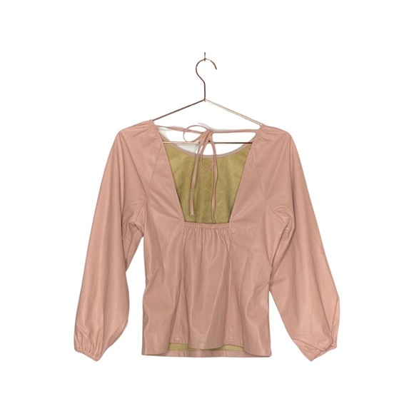 J.Crew faux leather puff-sleeve open-back top - Picture 4 of 5